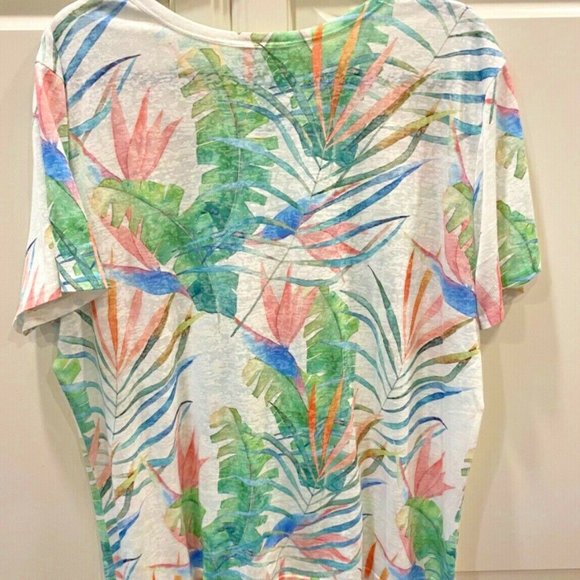 Catalog Favorites Multicolored Bird Feathers Tunic Top 1X - Picture 3 of 7